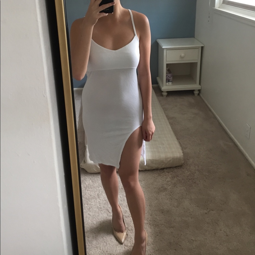 ASOS WHITE MIDI SIDE SLIT DRESS SMALL 💥💥💥