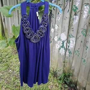 Women's Cato Zipper Detail Navy Tank Top