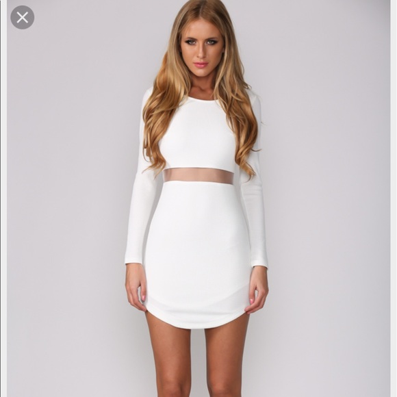 Boutique Dresses & Skirts - White Cut Out Mesh Nikita Dress