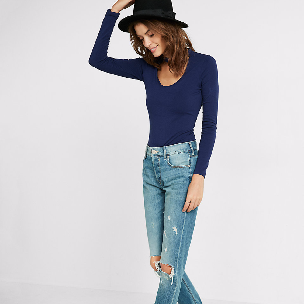 Scoop Neck Blue Top - Picture 2 of 2