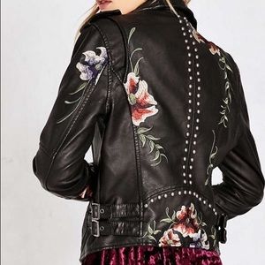 Vegan leather embroidered jacket