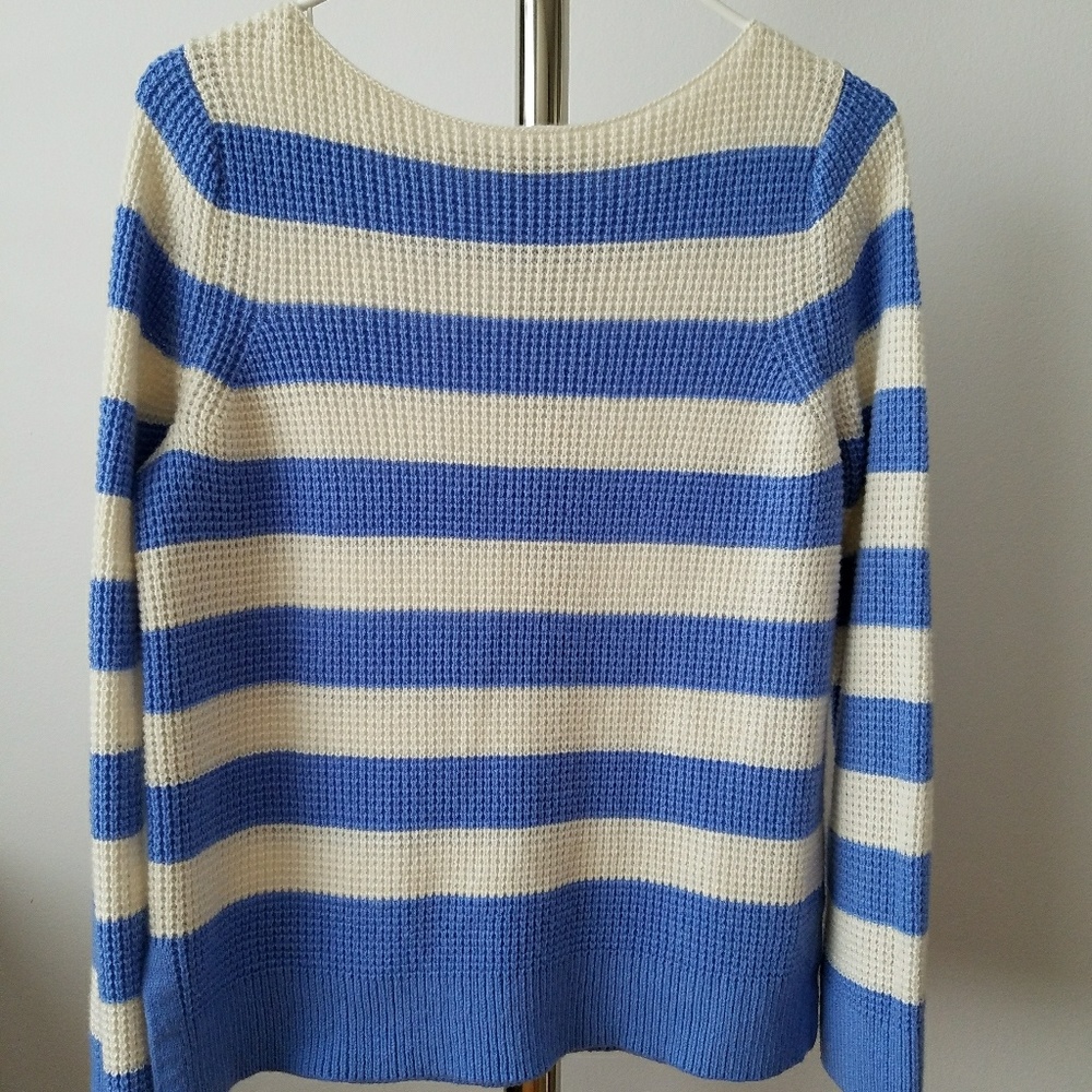 Gap White and Blue Stripes Sweater