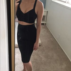 Hot Miami styles Black Two Piece Bandage Dress XS