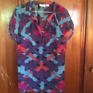 Liz Claiborne short sleeve blouse- Size Large