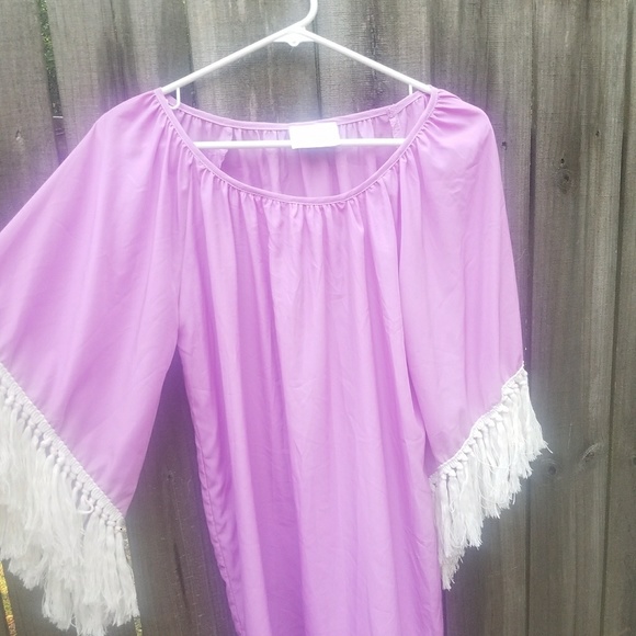Lilac Fringe Bell sleeve dress by Coveted Clothing - Picture 2 of 3