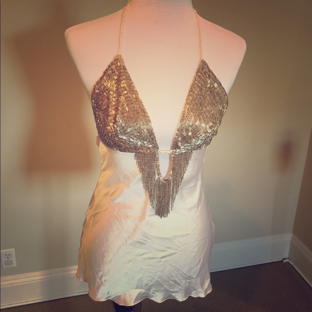 100% silk beaded top guess by Marciano