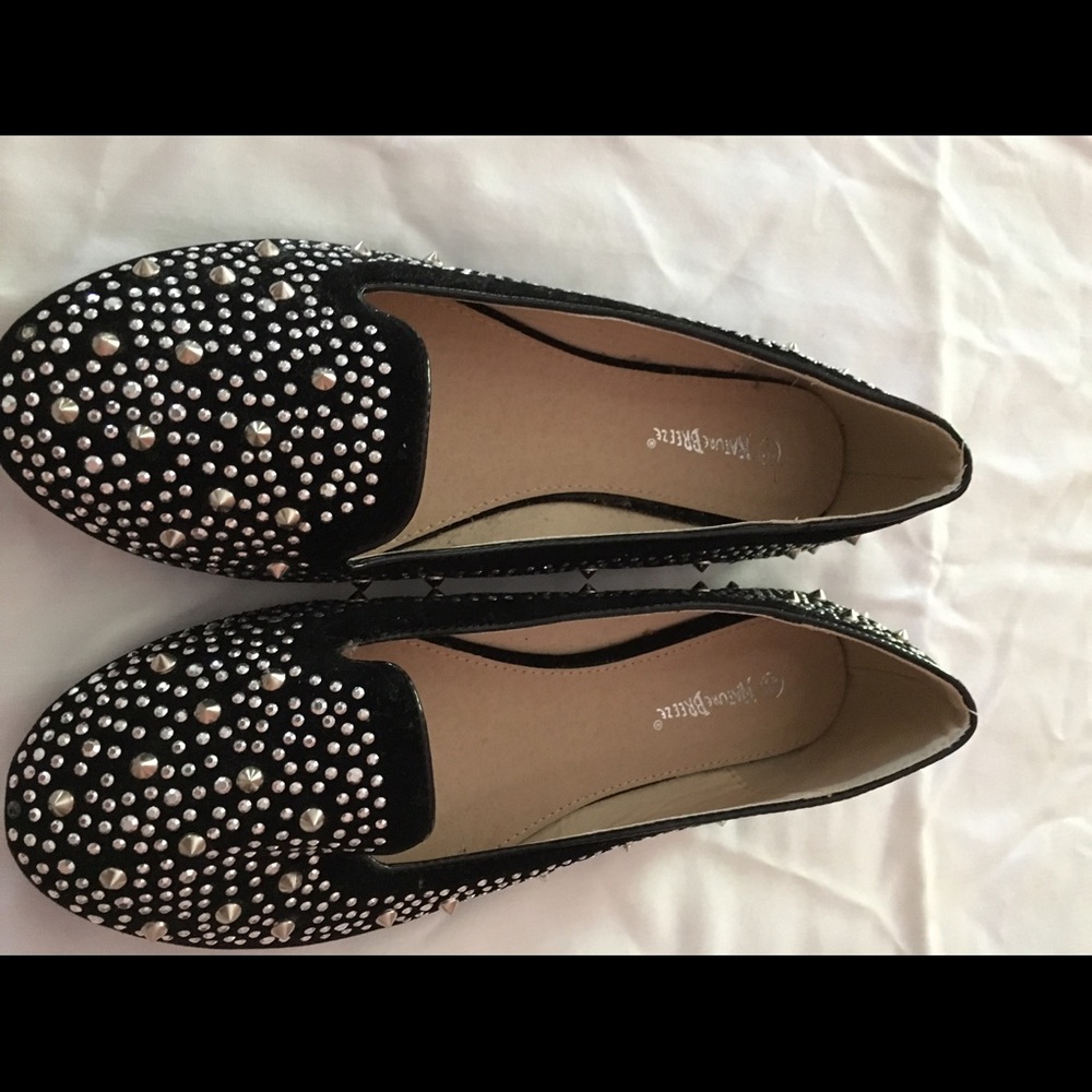 Black flats with silver studs