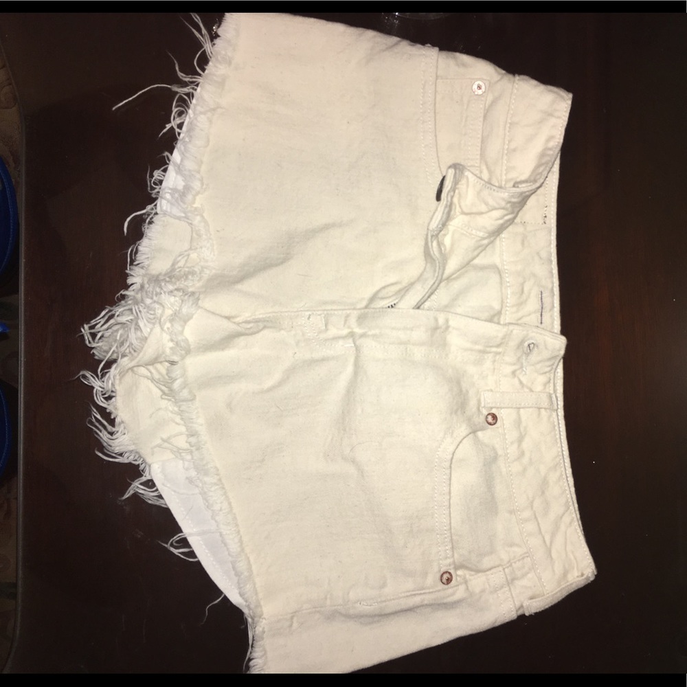 American Eagle High Wasted White Jean Shorts
