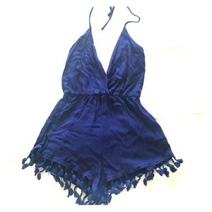 Blue tassel romper