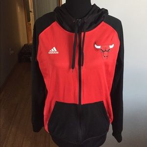 Men's hooded adidas Chicago Bulls zip up small