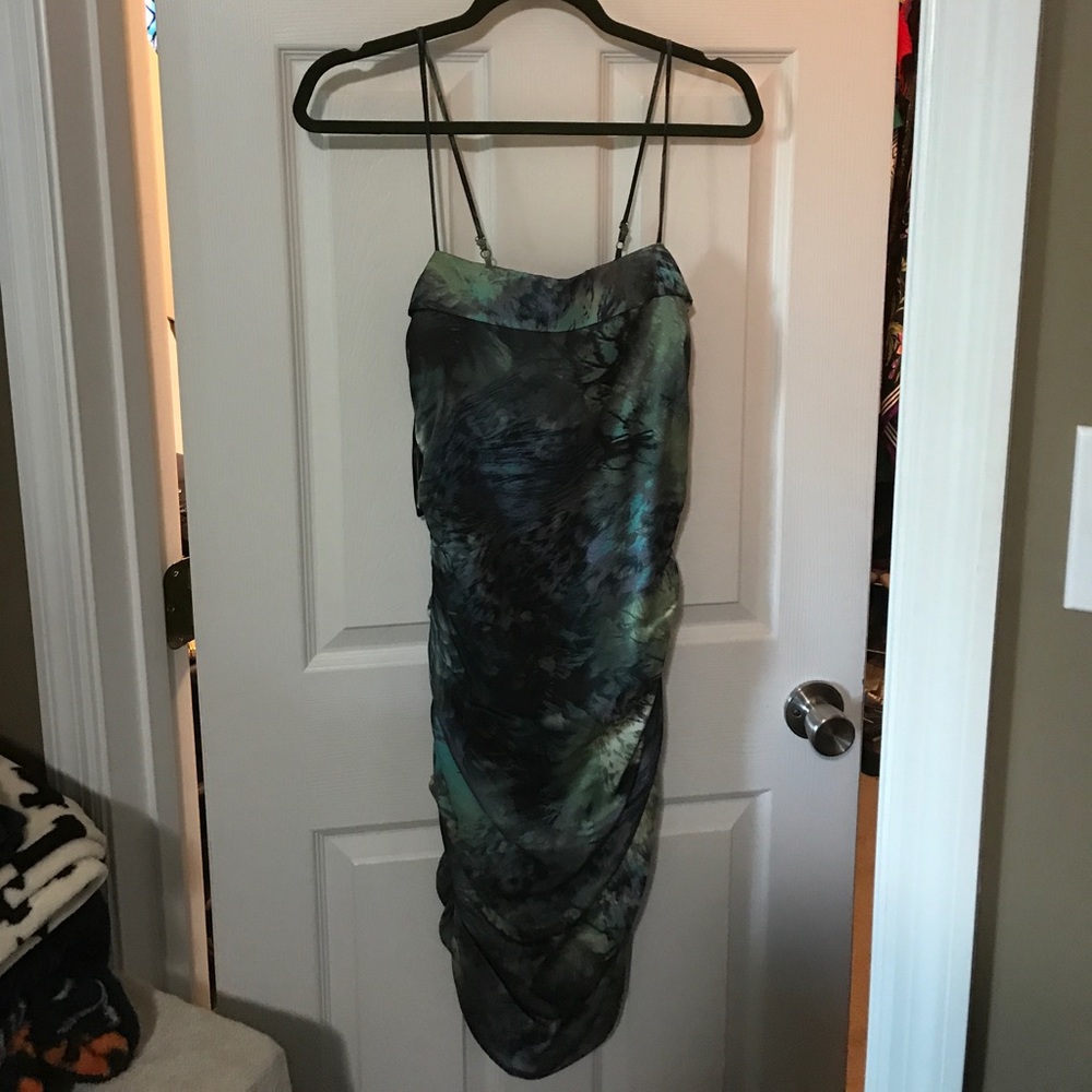 Fitted green and blue dress