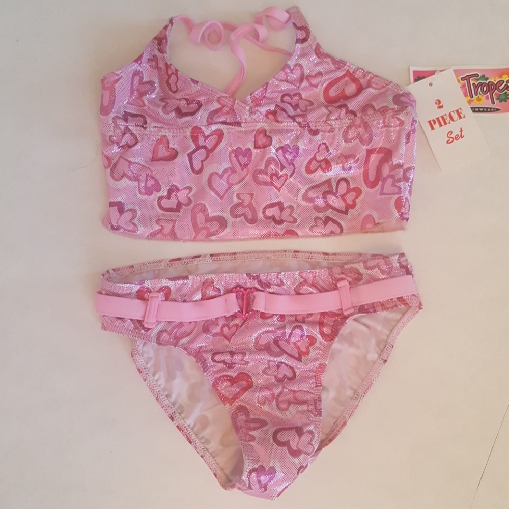 NEW Sparkle Pink Heart Tankini