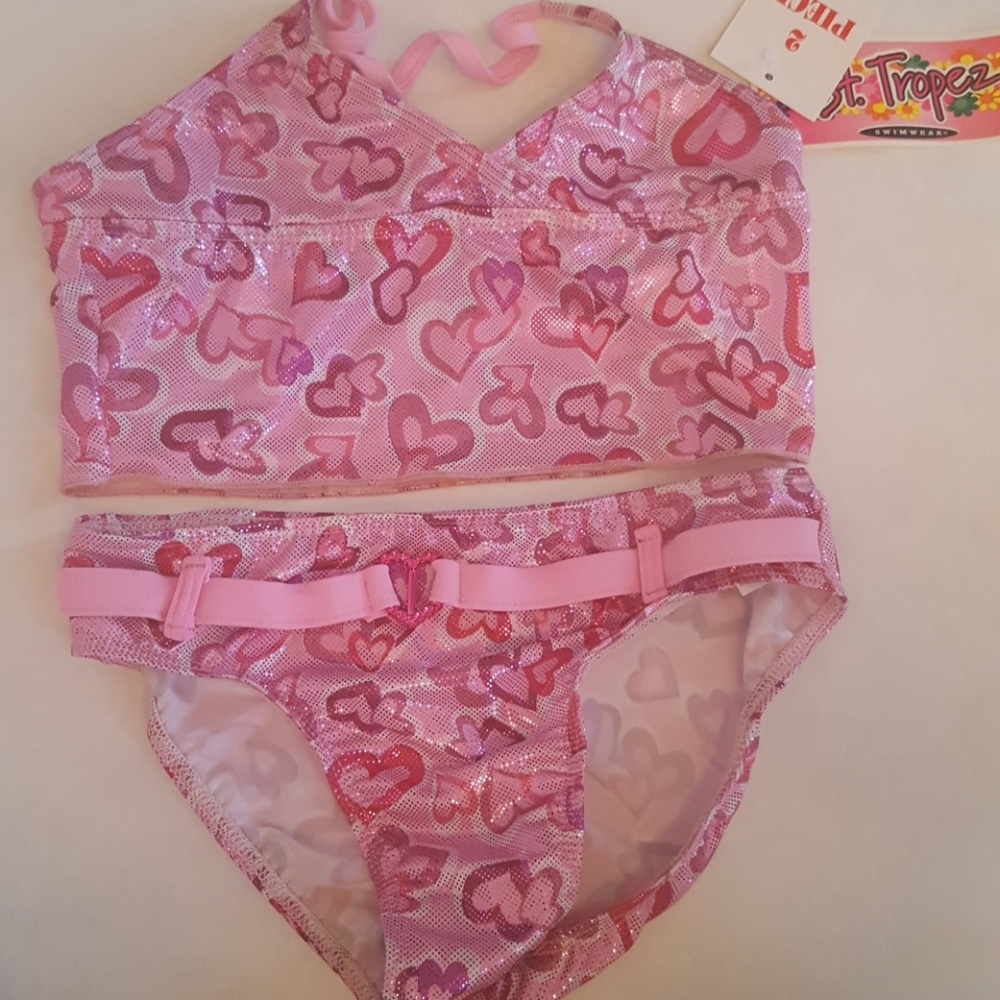 NEW Sparkle Pink Heart Tankini - Picture 6 of 7