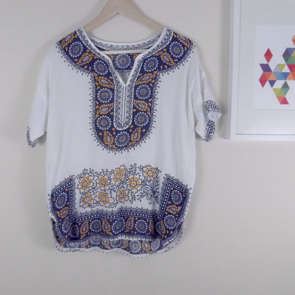 Vintage Boho Floral Print Festival Tunic Shirt