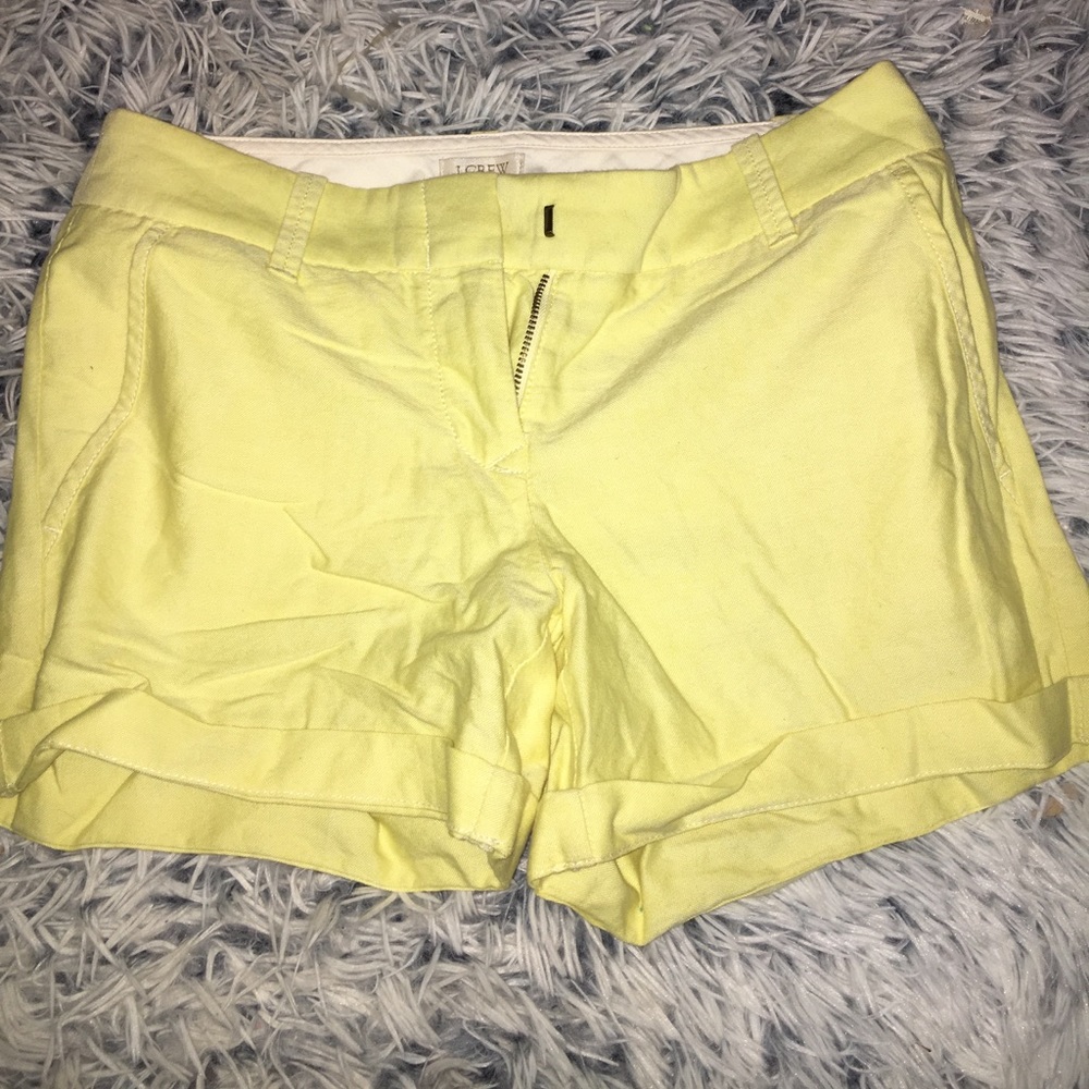 J Crew pale yellow linen shorts