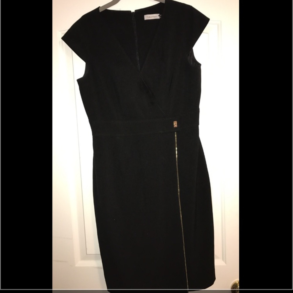 Calvin Klein black dress with gold zipper