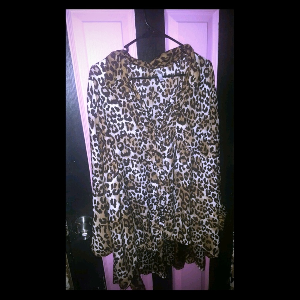 Cheetah print button up blouse
