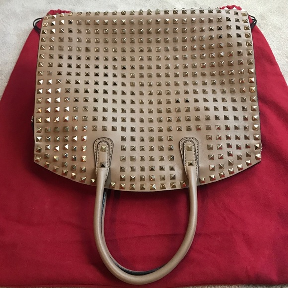 Valentino Dome Studded Taupe Bag - Picture 3 of 8