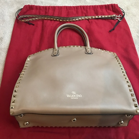 Valentino Dome Studded Taupe Bag - Picture 2 of 8