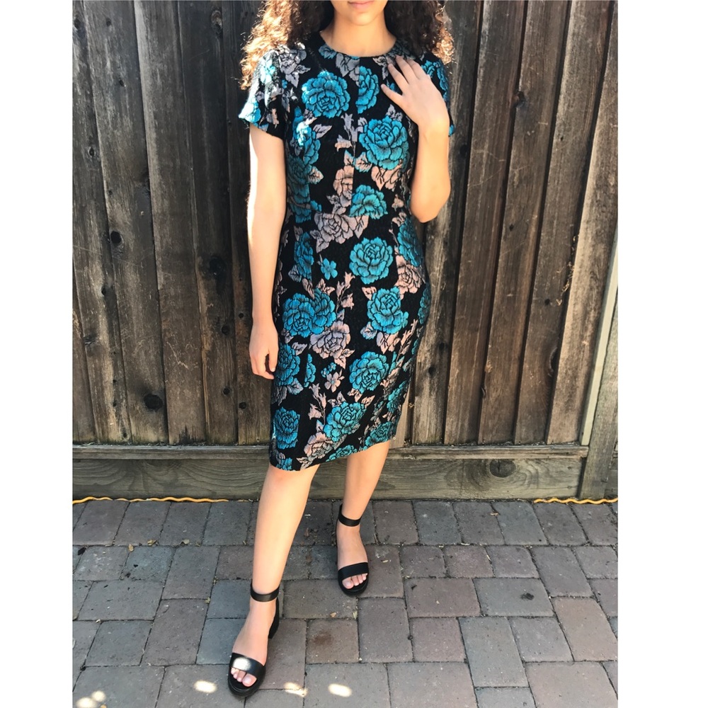 ASOS Flowered Sheath Jacquard Dress