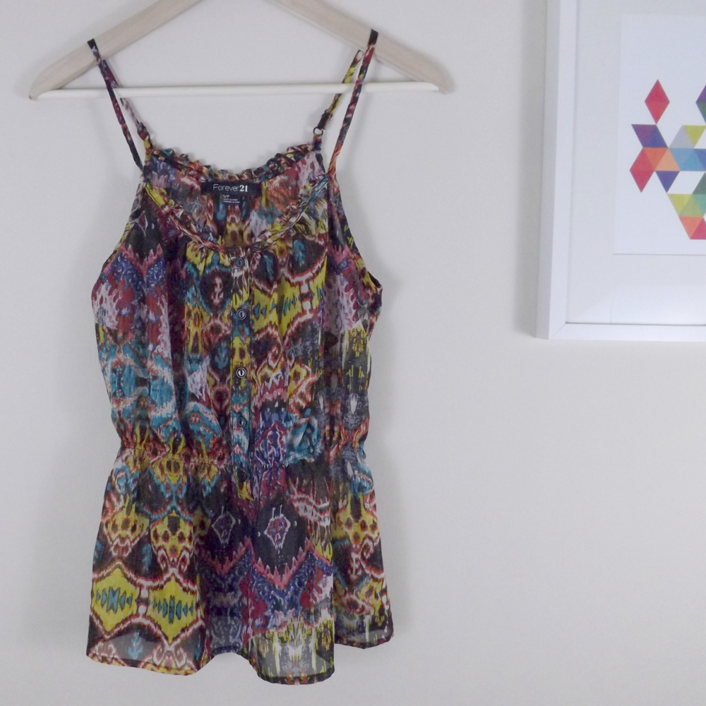 Forever 21 Abstract Print Spaghetti Strap Tank