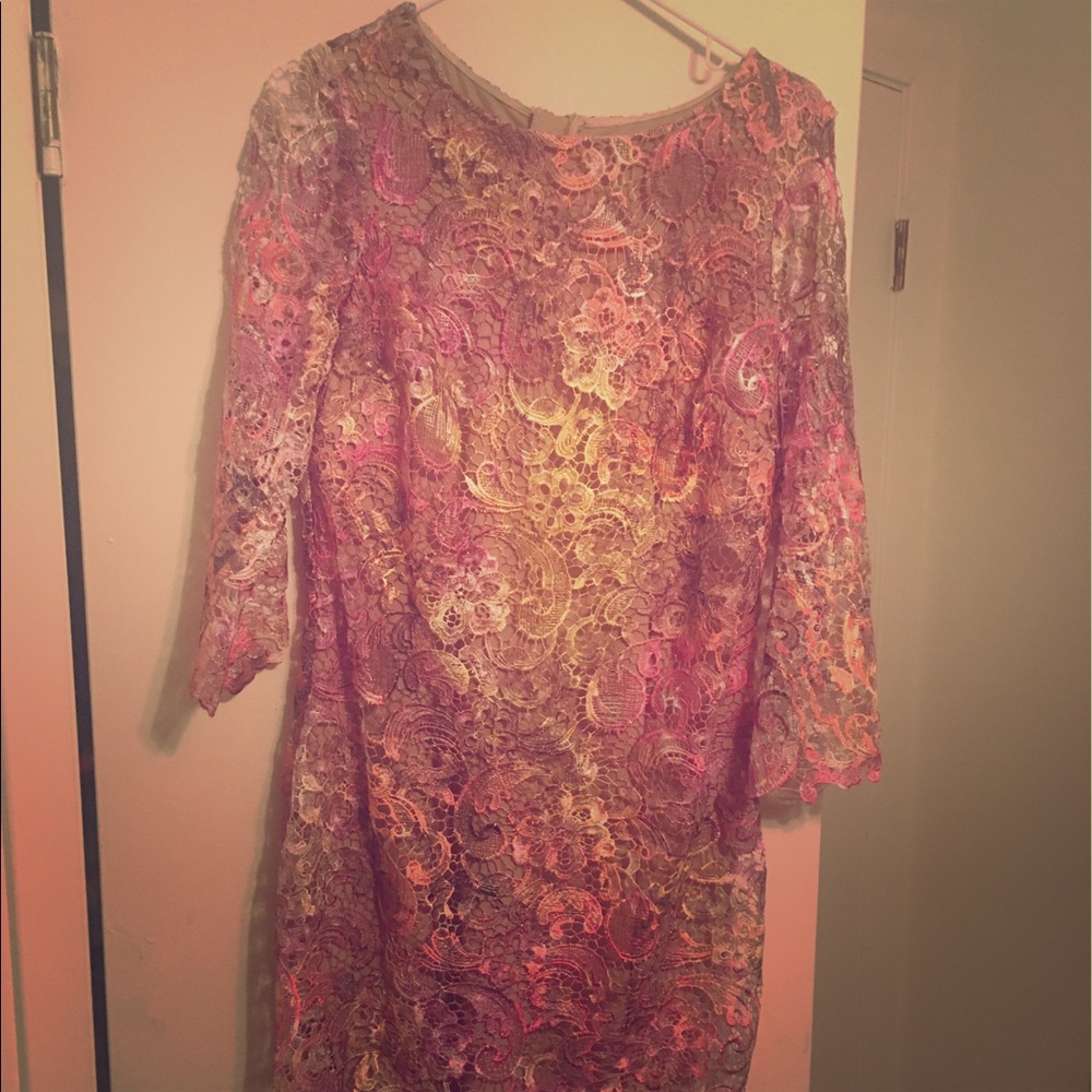 dress lace and colorful detail gold lining/ zipper