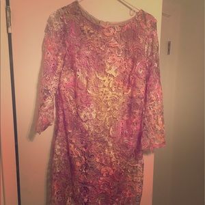 dress lace and colorful detail gold lining/ zipper