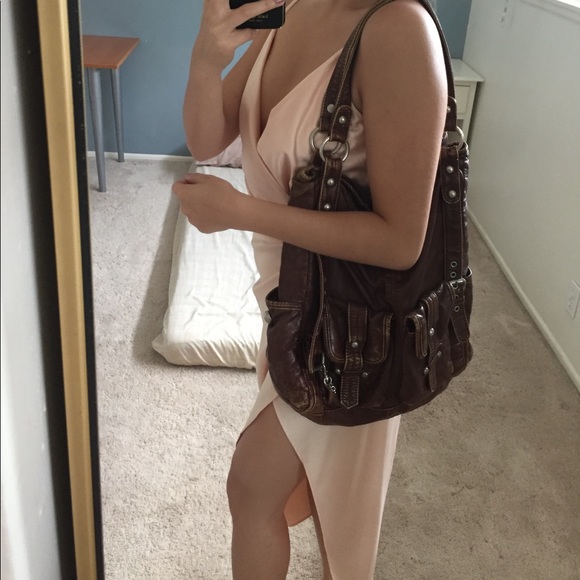 BEBE 2B Vegan Leather Brown Handbag Tote - Picture 1 of 3