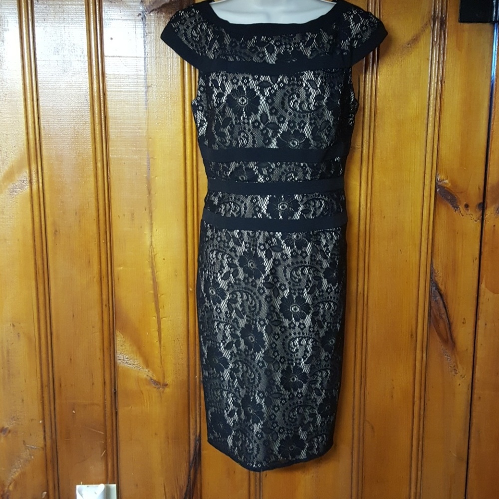 Adrianna Papell Black Lace Dress