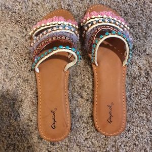 Colorful beaded/fringe sandals