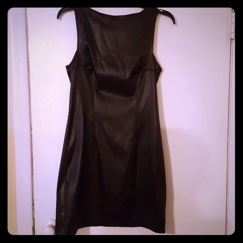 Black pleather snakeskin dress