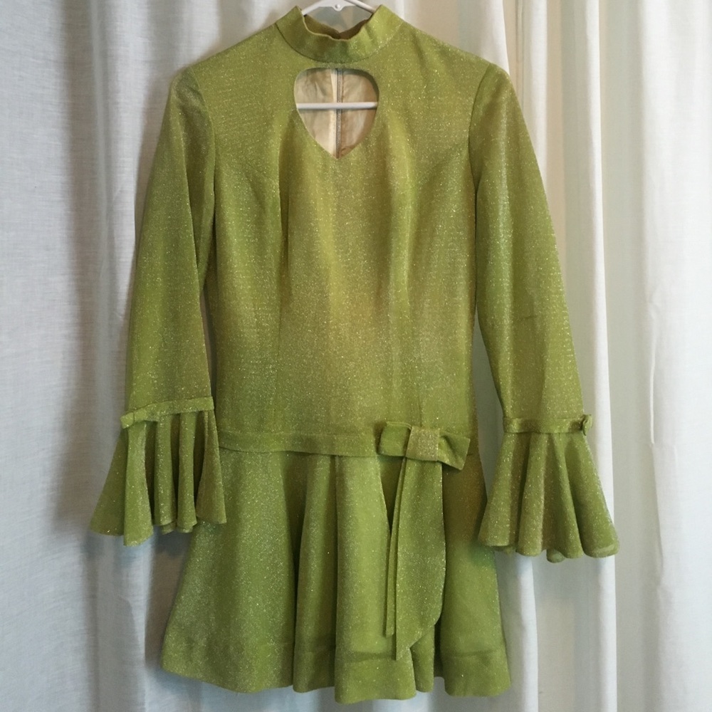 VINTAGE Metallic Green Mini Dress