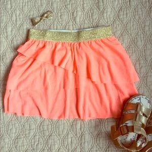 Toddler H&M Neon Ruffle Skirt with Gold Waist
