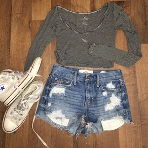 SOLD ON MERC** high waisted blue jean shorts