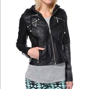 Jou Jou vegan leather hooded jacket