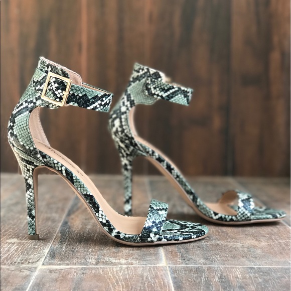 Chic Snakeskin Ankle Strap High Heel Sandal - Picture 2 of 4
