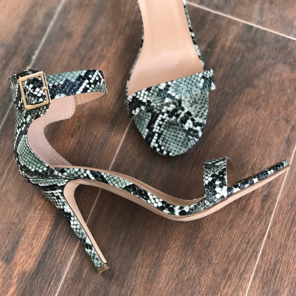 Chic Snakeskin Ankle Strap High Heel Sandal - Picture 3 of 4