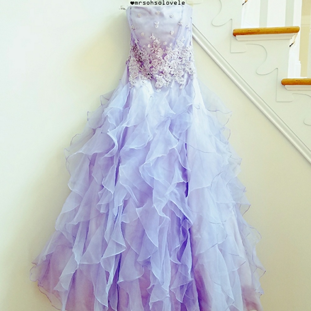 Dreamy Mon Cheri Le Gala lavender ruffle ballgown
