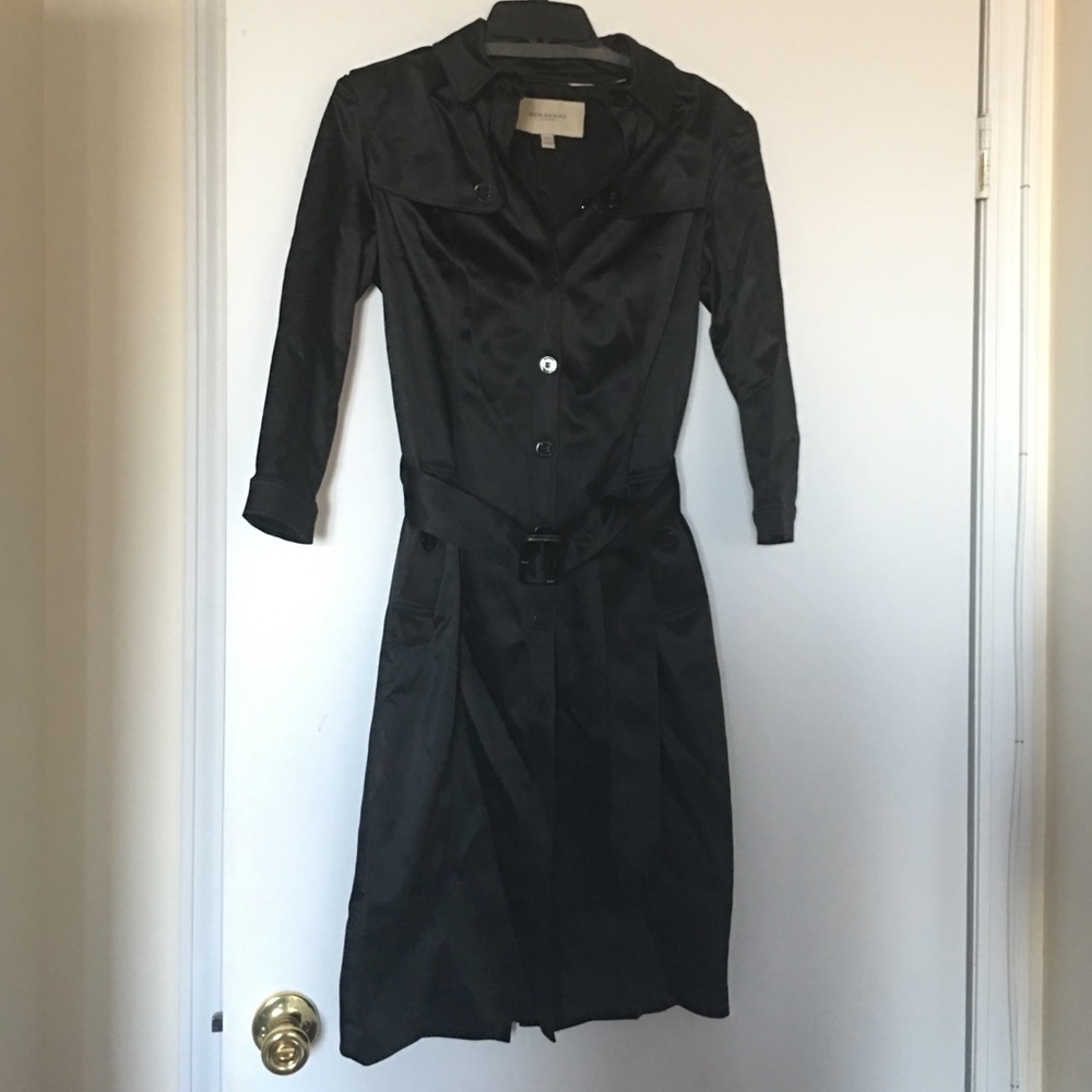 Burberry black sateen trench dress