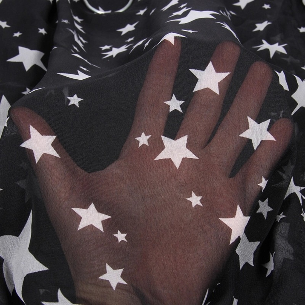 🌟HP! 🌟Black Star Pattern Chiffon Slit Skirt🌙 - Picture 4 of 5