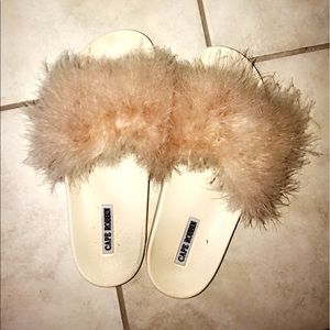Pink fur slide sandal off white womens 9