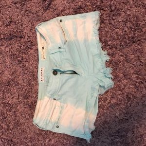 Blue and white tie dye shorts