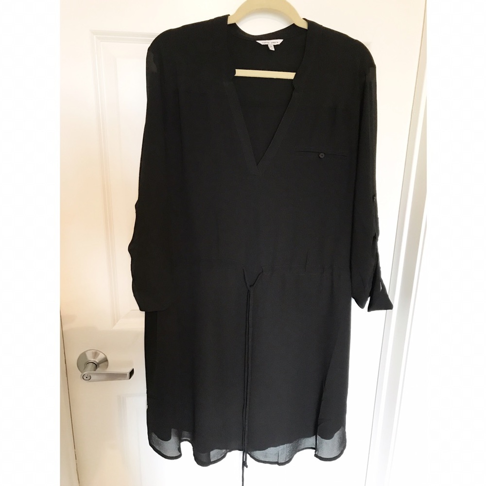 2XL Black Chiffon Tunic w/ drawstring waist