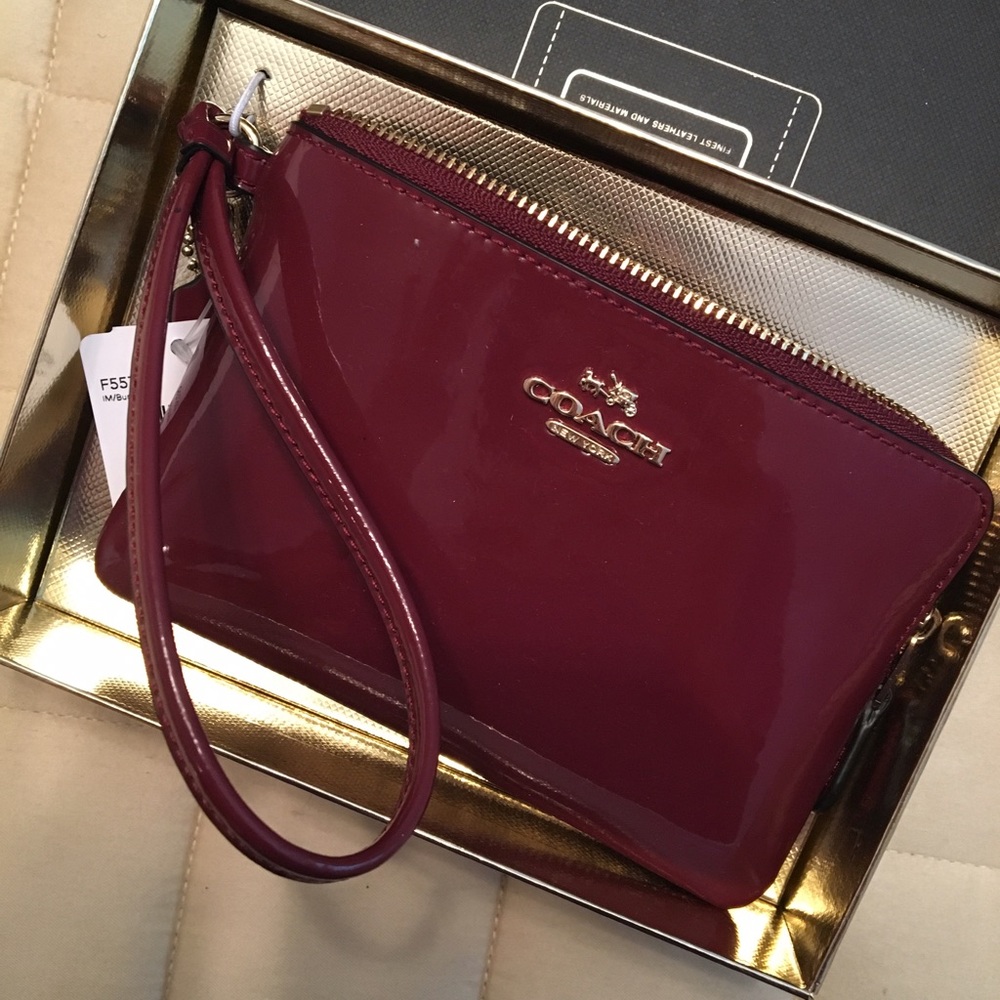 Burgundy Coach Wristlet