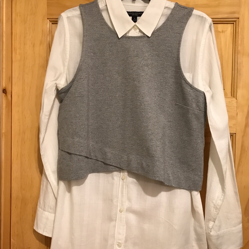 Banana Republic White Collared Tunic