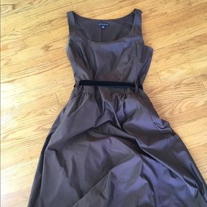 Chocolate brown dress w velvet ribbon belt