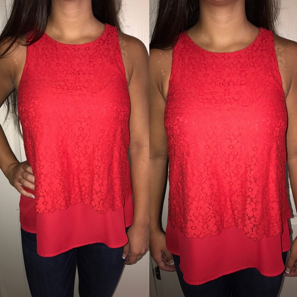 Hi-neck lace tank