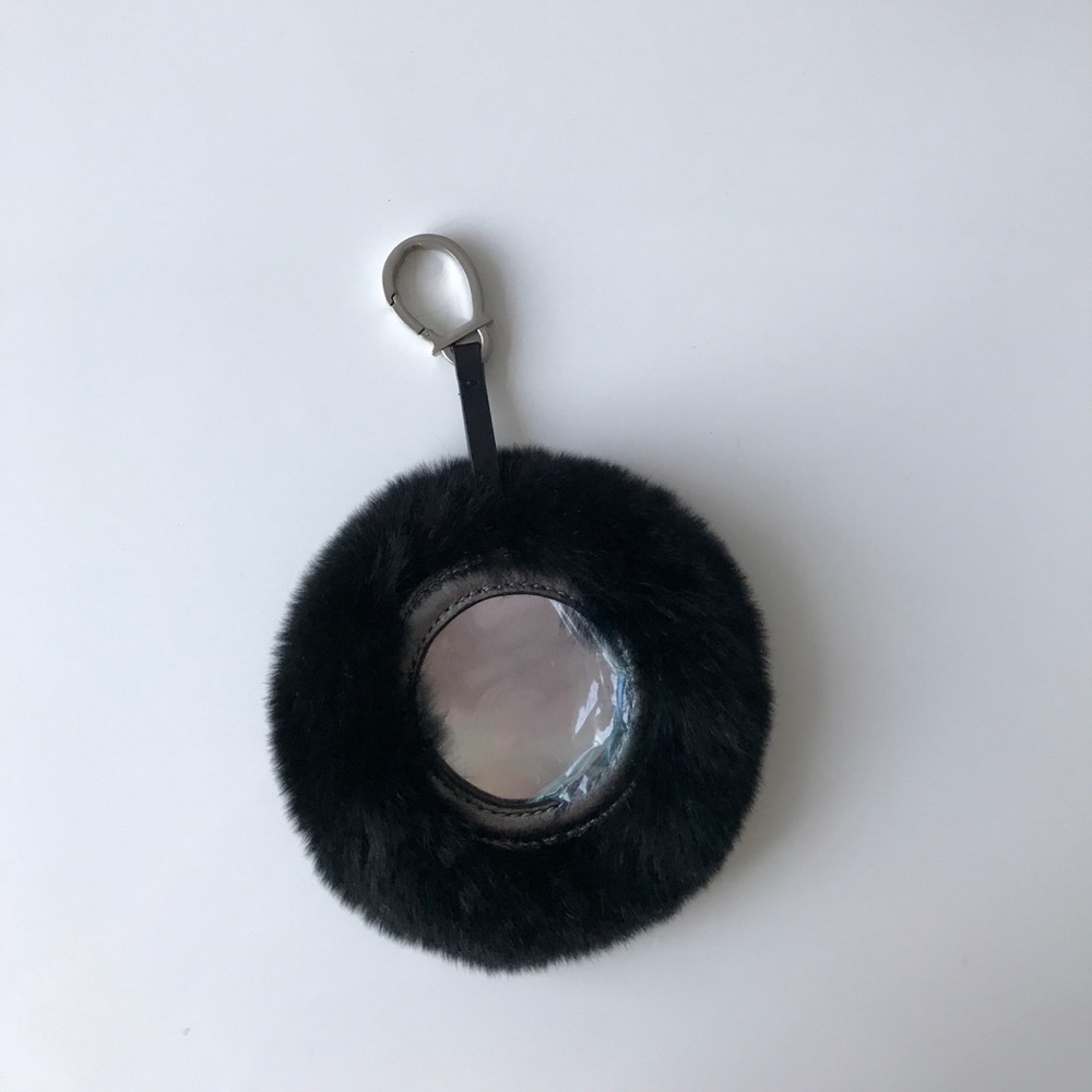 Mirror fur and leather key chain