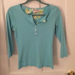 Lilly Pulitzer 3/4 sleeve teal top