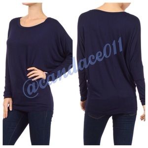 Long Sleeved Dolman Top (Navy)